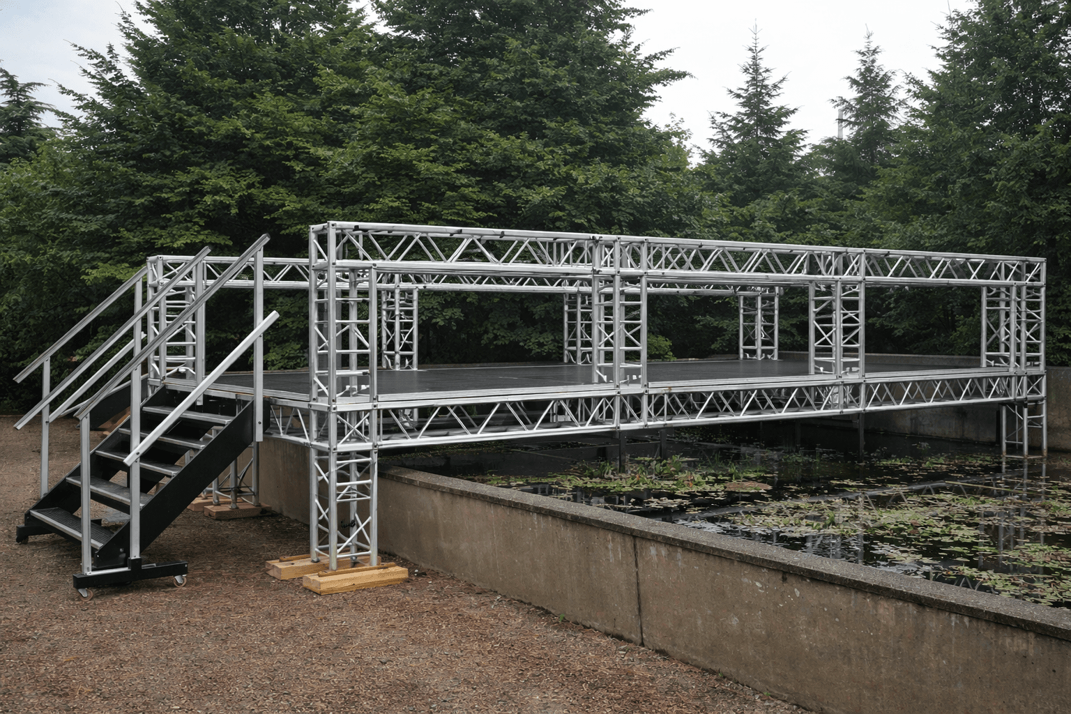 Truss constructie bij een evenement